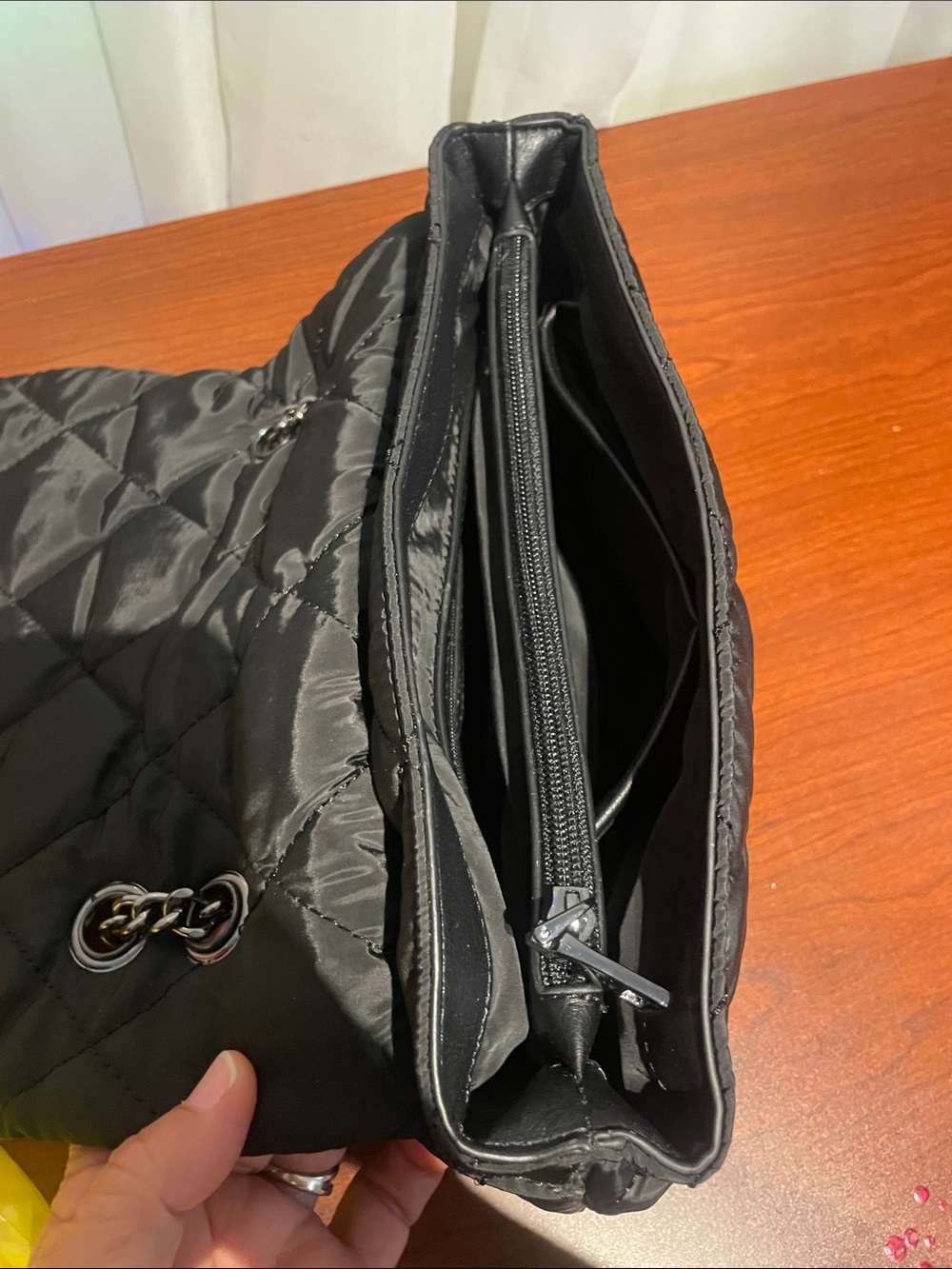 INC EUC Quilted Chain-Handle Shoulder Bag - Black - Picture 10 of 13